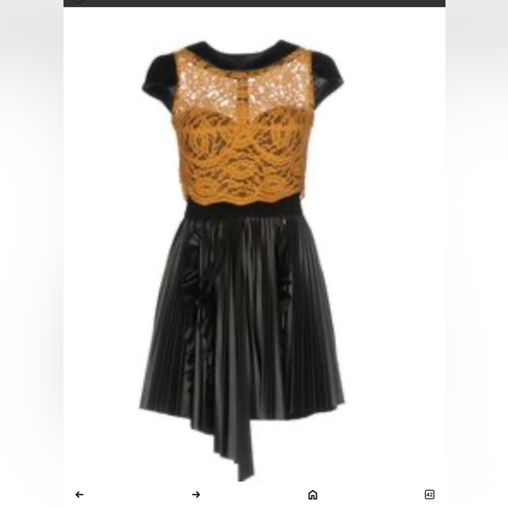 Mangano Gold and Black Pleated Dress